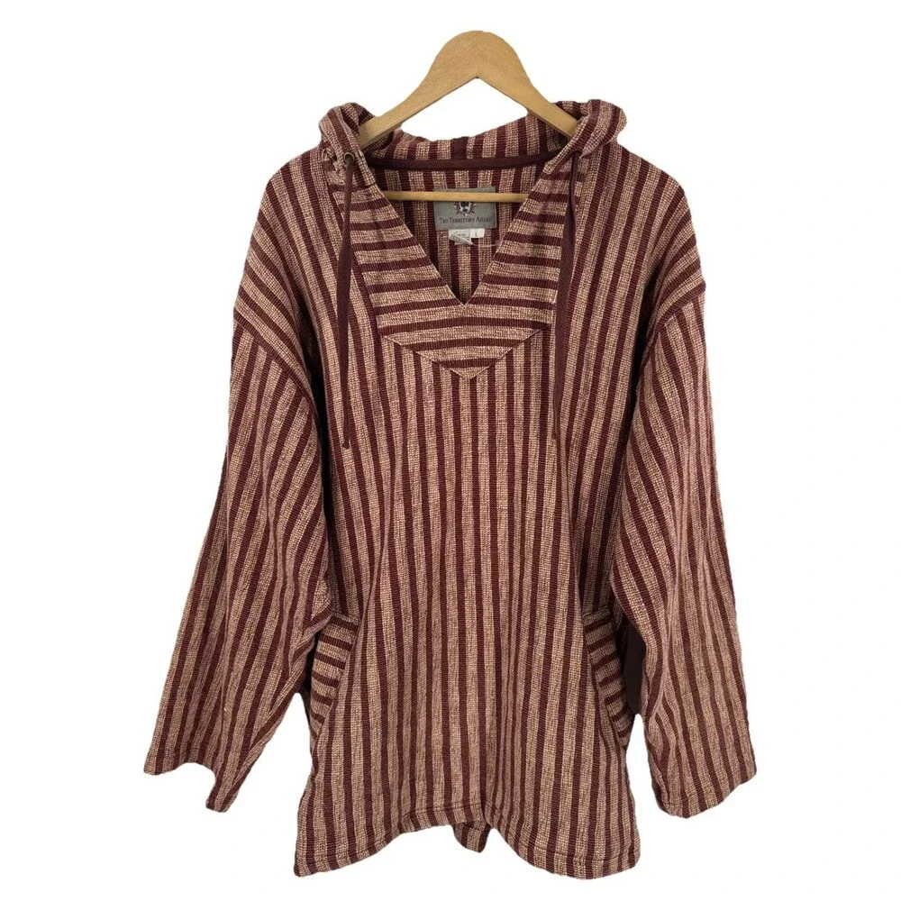 Territory Ahead VTG Mexican Striped Blanket Pullover Hoodie Jacket Men’s L